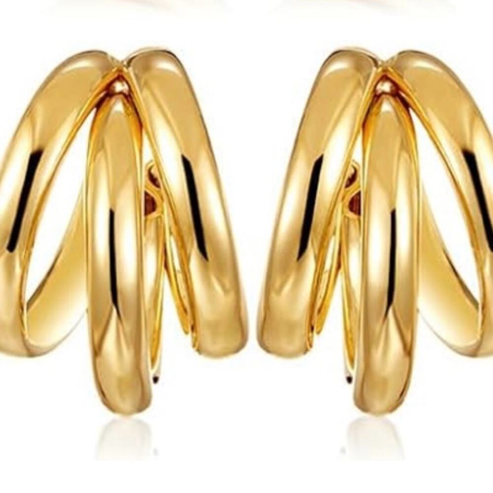 Gold Triple Hoop Earrings